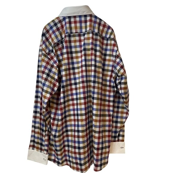 MorCouture Mens Multicolor Plaid Button Up Dress Shirt Size XL XXXL 4XL - Picture 8 of 12